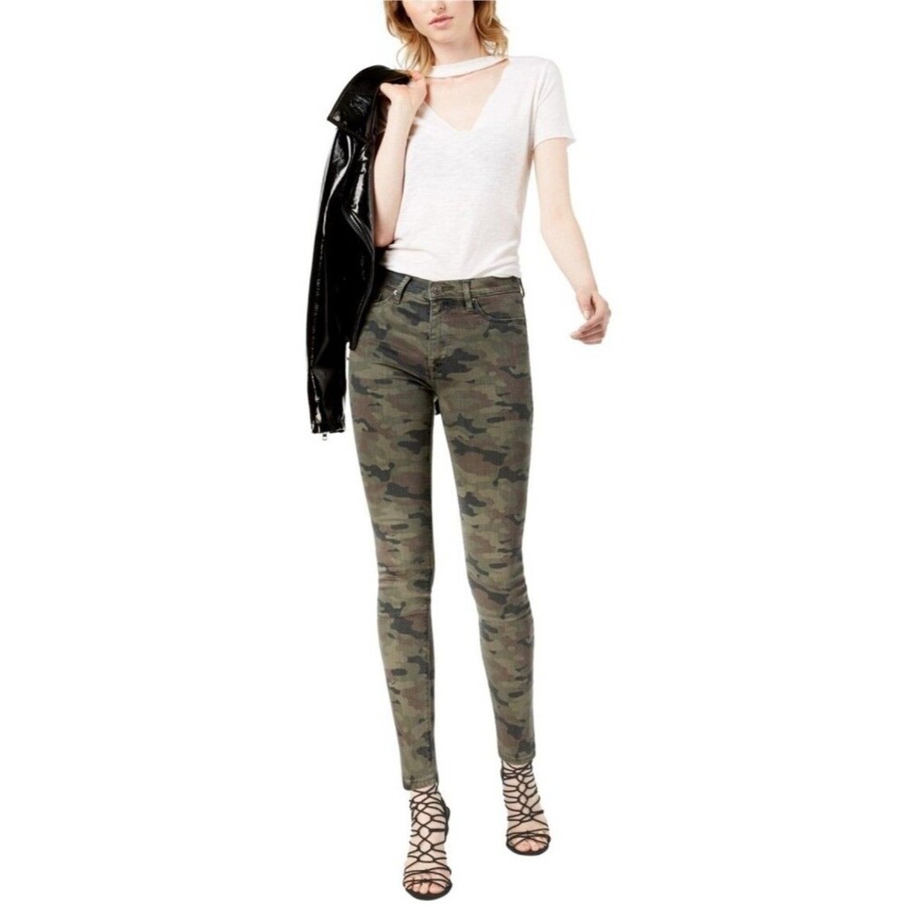 Hudson Barbara Skinny Fit High Waisted Camo Jeans Green Brown Women's 29 - Picture 3 of 7